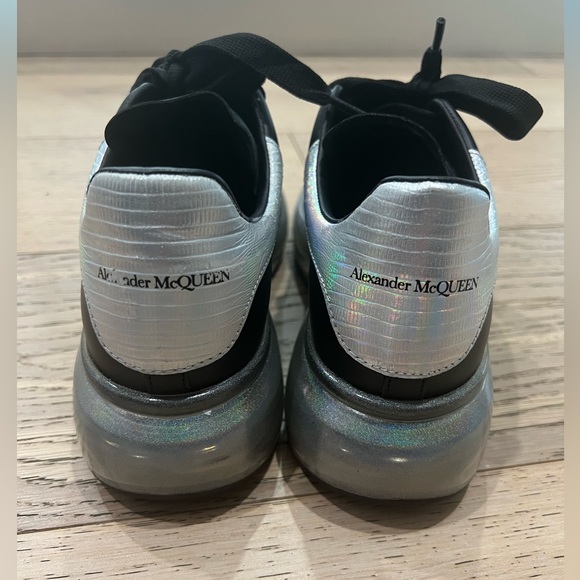 🌈 Alexander McQueen Oversized Iridescent Leather Clear Sole Sneakers - Picture 7 of 8